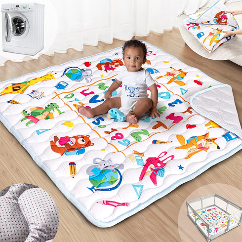 Baby Play Mat, 50x50 Mat with Super Soft Touch, Activity Mat with