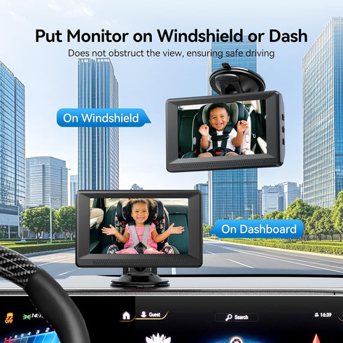 Mtawosh 1080P Baby Car Camera HD - Car Baby Monitor with Night Vision, Adjustable View Angle, Easy Installation