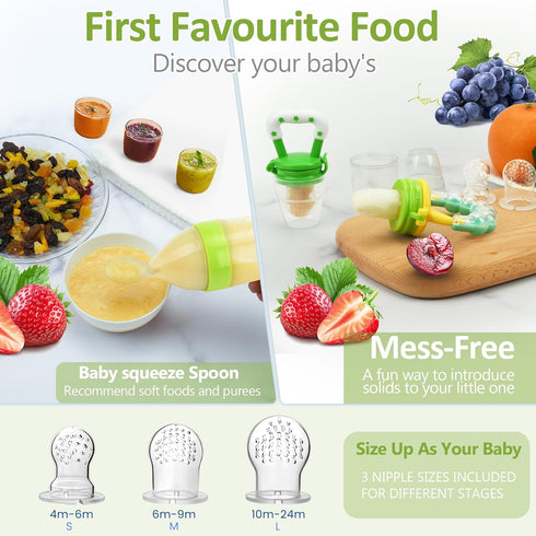 5 Pack 2 1 WAJIAYON Baby Fruit Feeder Pacifier - | Infant Food Feeder Pacifier & Baby Food Dispensing Spoon | Fresh