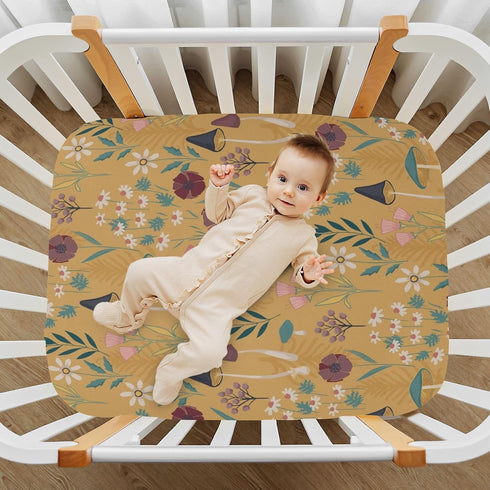 FUGIDOG 27 39 Inch Mushroom Crib Sheets for Boys Girls Soft Breathable Unisex Jersey Fitted Crib Sheets Baby Sheets