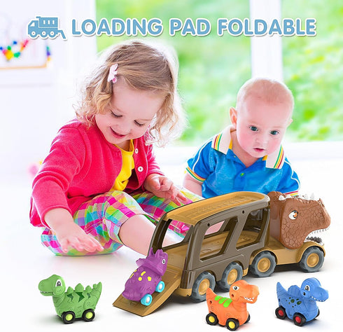 2-4 4 2 3 4 5 Toys,2 3 4 5 Dinosaur Toys for Kids Boys,Dinosaur Car Carrier Truck Toy with Pull Back Dino CarDinosaur