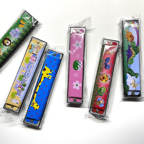 20 Pcs Harmonica for Kids, Birthday Party Favor Musical Instrument, Cartoon Double Row Harmonica Bulk Toy for Goodie