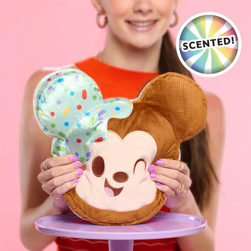 10-inch 0+ Disney Munchlings Squeeze-A-Munch Large Scented Mint Dipped Ice Cream Sandwich Mickey Mouse Plush, Kids Toys