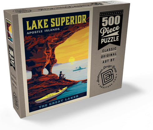 MyPuzzle Great Lakes: Lake Superior Vintage 500 Piece Jigsaw Puzzle for Adults