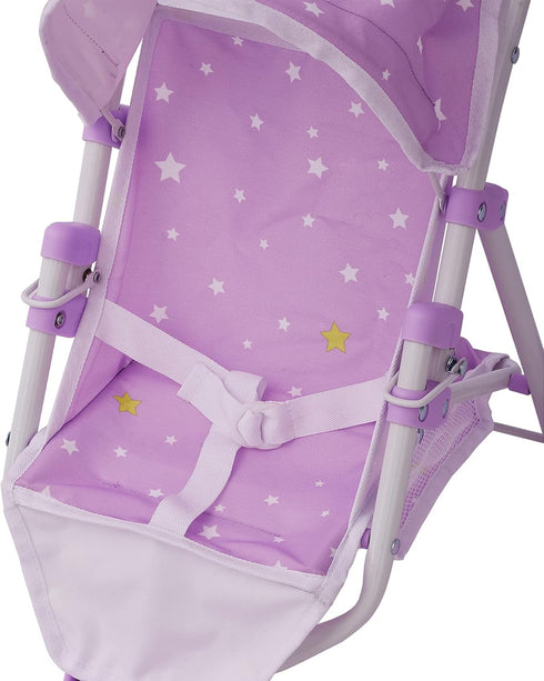 Purple and White Baby Doll Jogging Stroller with Canopy