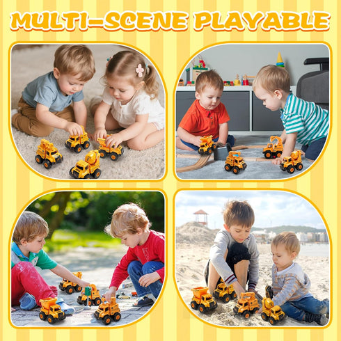 Lovinkiki 1-3, Set Bulldozer, 2 3 4 5 Construction Truck Toys for Toddlers Push and Go Toy Vehicles with Mixer, Dump
