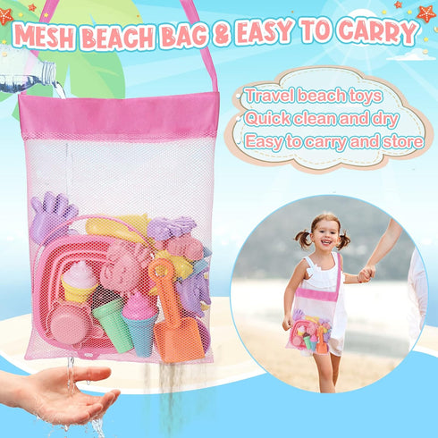 Beach Toys - Ice Cream Sand Toys for Toddlers with Collapsible Bucket and Shovels, Travel Toys for Kids Age 3-8+