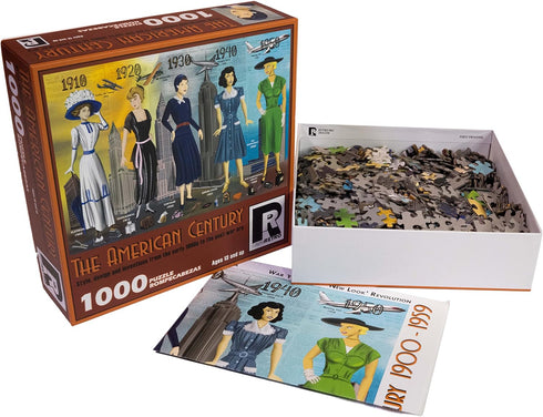 1000 Piece Jigsaw Puzzle for Adults and Families - The American Century - Style, Design, and Inventions from The early 1900s to The Post-War Era - Sturdy Tight-Fitting Pieces