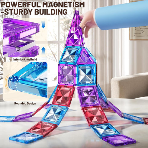 80 3 4 5 6 7 8+, Set 3-5 4-8, 2-4 MSKOLER PCS Magnetism Blocks Tiles for Kids Ages Building for Toddlers Stacking