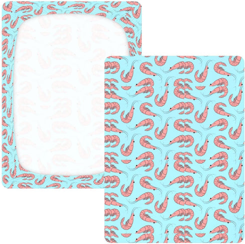 KEIGE Pack 21165116 Shrimp Seafood Fitted Crib Sheet for Girls and Boys,Soft Breathable Cotton N Play Baby Sheet