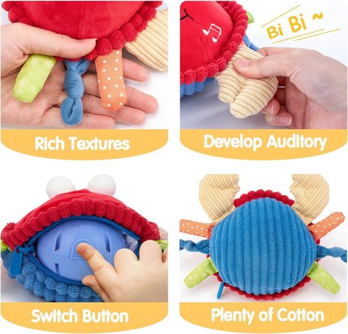 6+ 12-18 Tummy 1-3 hahaland Baby Toys Months - Crawling Musical Dancing Walking Moving Bouncing Learning Crab Time Toy