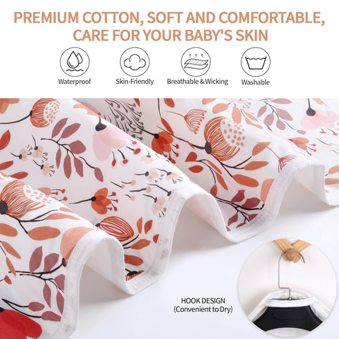 3Layers 24''x30'' Diaper Changing Pads for Baby, Flower Change Mat, Waterproof Change Pad Foldable Absorbent Mats