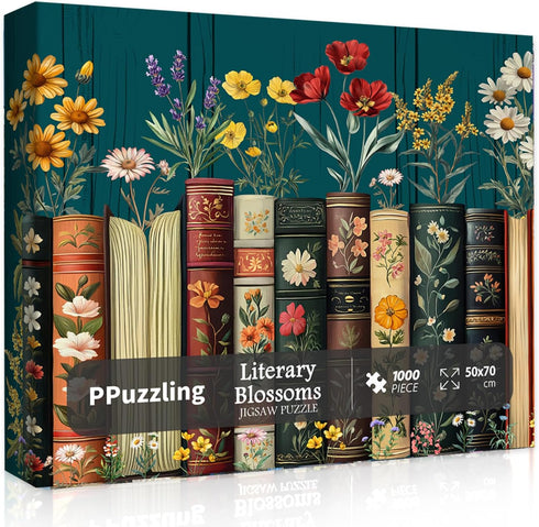 PPuzzling Vintage Wildflower Book Puzzles for Adults 1000 Pieces, Plant Floral Books Pages