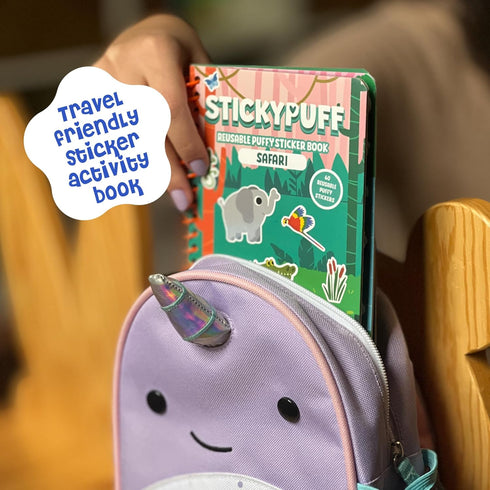 Pack 3 4-8 DINO MINI Stickypuff Value - Reusable Puffy Sticker Book for Toddlers - Puffy Stickers for Toddlers - Travel