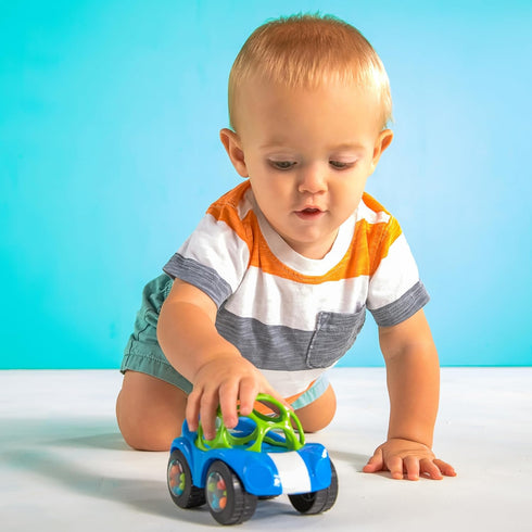 1 Pack, 3 Bright Starts Oball Easy Grasp Rattle & Roll Toy Sports Car BPA-Free Infant Crawling Toy, Age Months and up