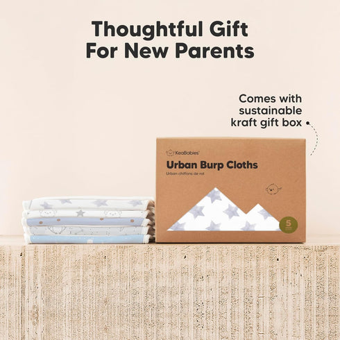 5-Pack 21" 10"(Constellation) Organic Burp Cloths Baby Boy & Girl - Super Absorbent Cotton Burping Cloths for Babies