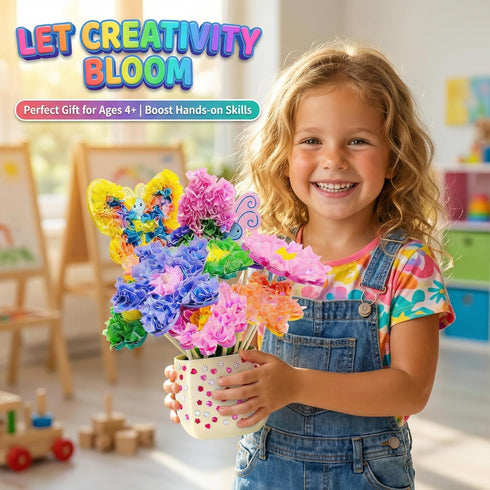3 4 5 6 7 8 9 AGENTLAN Art & Craft Activity, Poke Fun Flower Bouquet Craft Kit, Fun & Easy Art Kits for Kids, DIY