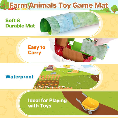 1 2 3 Set Toddler Toys for Years Old Boys and Girls, Farm Animals Big Barn Toy, Farm Animal with Farms Play Mat