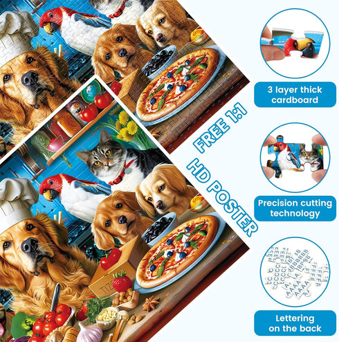 VOLUVOLU 500 20.515 Piece Puzzles for Adults, Funny Puppy Animal Jigsaw Puzzles, Food Kitchen Jigsaw Puzzle, Animal Pet