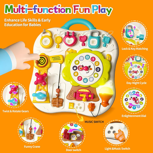 2024 NEW Montessori Busy Board Sensory Toys for Toddlers 1-3, 13 Activity Music & LED Light Up Toys for 2+ Year Old,