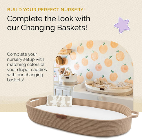 Yunioo Baby Diaper Caddy Organizer, Portable Nursery Storage Basket with Sturdy Handle Diaper Caddy Basket, Car Caddy