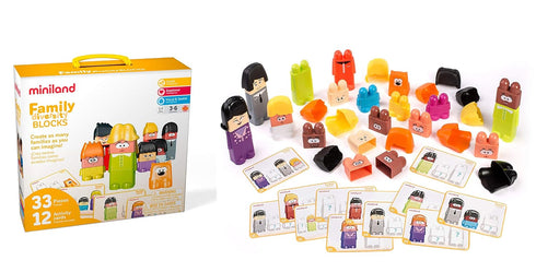 Miniland Family Diversity Blocks Game - 3-6 Years, 1-6 Players, Empathy, Cultural and Racial Inclusion, Build Self