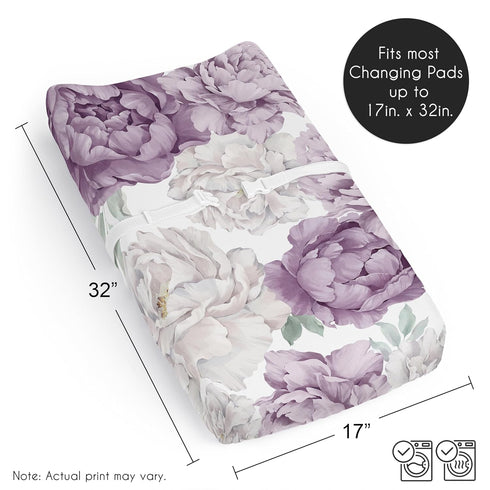 Sweet Jojo Designs Lavender Purple Boho Shabby Chic Floral Girl Baby Changing Pad Cover Sheet Infant Newborn Diaper