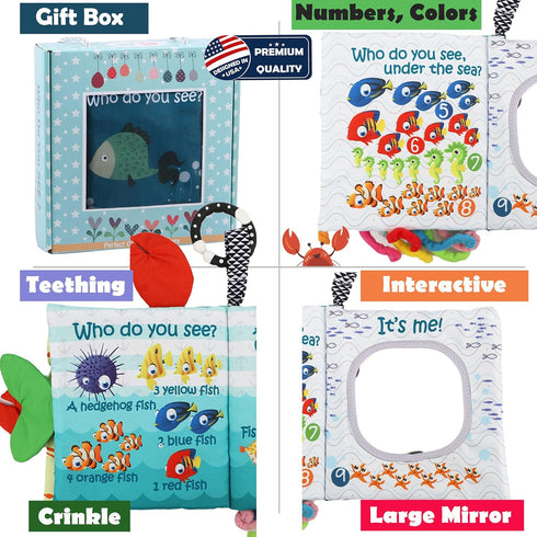 Baby Books Toys - Touch and Feel Cloth Soft Crinkle Books for Babies, Early Learning Sensory Toys