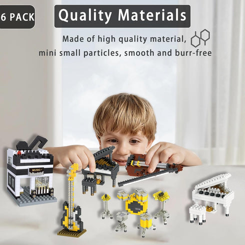 Sets 6 Packs Micro Mini Building Blocks for Kids Adult - Musical Instruments Micro Mini Blocks Bricks for Party Favors