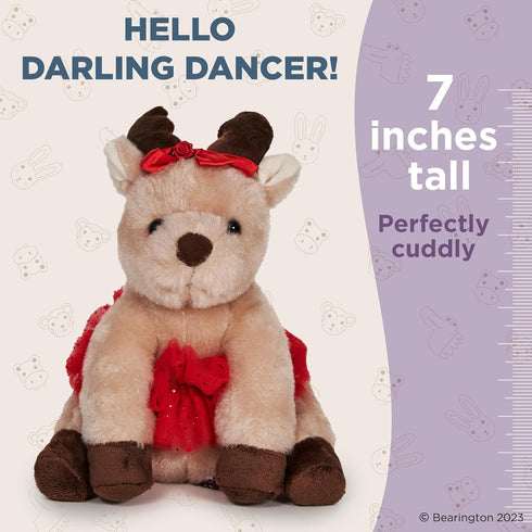 Bearington Darling Dancer Ballerina Plush, 7 Inch Stuffed Reindeer Christmas Stuffed Animal
