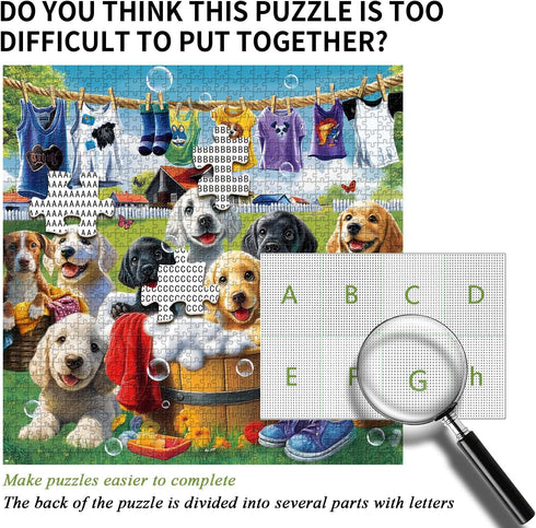 PICKFORU 1000 Dog Puzzles for Adults Pieces, Funny Animals Jigsaw Puzzles Golden Retriever, Difficult Puppy Puzzle as