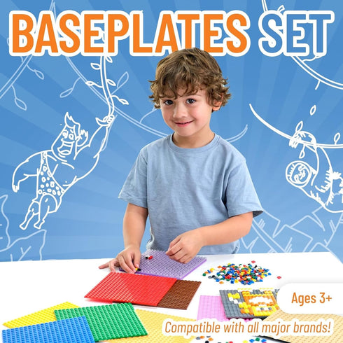 Strictly Briks 12 Pack Classic Stackable Baseplates 6x6, Compatible with Lego, 12 Rainbow Colors
