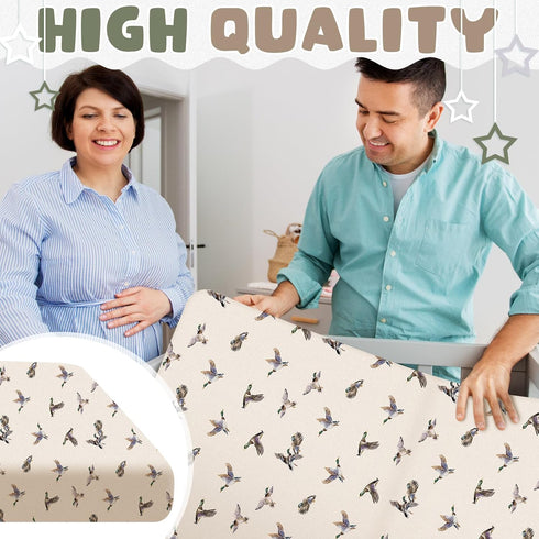 4 Pack 52'' 28'' Set CroBlissful Mallard Duck Baby Crib Fitted Sheet x Duck Hunting Stretchy Neutral Fitted Crib