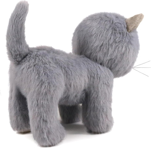Ice King Bear Fluffy Cat Stuffed Animal, Small Plush Toy 6 Inches (Gray)