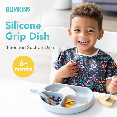 6 Bumkins Toddler and Baby Suction Plate, Divided Grip Dish for Babies and Kids, Baby Led Weaning, Feeding Supplies