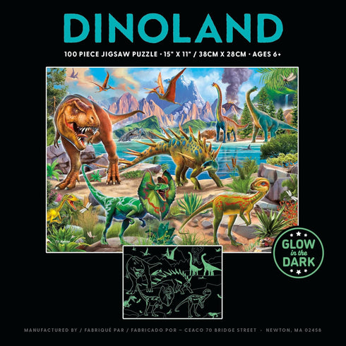 Ceaco 100 Piece Jigsaw Puzzle, Glow in The Dark, Dinoland