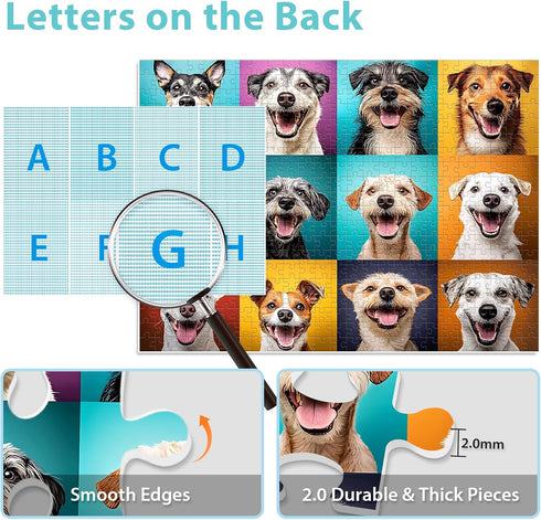 BraniacBits 500 500 20.5 15 inch Piece Puzzles for Adults, Cute Dogs Jigsaw Puzzle for Adults Seniors,Recycled