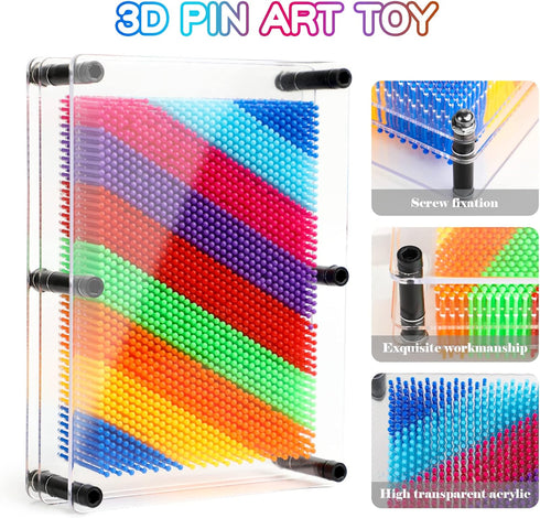 3D Pin Art Toy, Pin Art Board Pin Art Toy for Kids, Sensory Toys for Age 3, 4, 5, 6, 7, 8, 9, 10+ Years Old Kids Boys Girls, Toddler Toys Birthday Gifts Baby Girl Boy Gifts Fidget Toys(Multicolor)