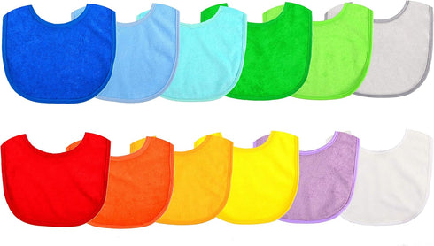 Youngever 12 Baby Bibs - Stay Dry Soft Waterproof Baby Terry Bibs for 3 To 12 Months