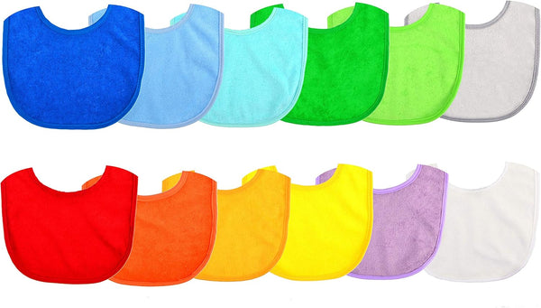 Youngever 12 Baby Bibs - Stay Dry Soft Waterproof Baby Terry Bibs for 3 To 12 Months