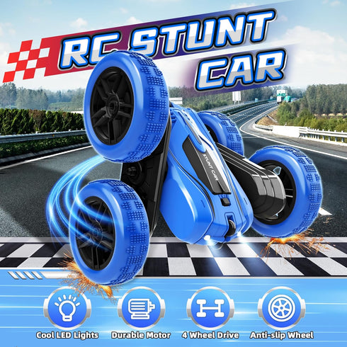 360 4WD 2.4GHz 5-7 8-13, 4 5 6 7 8 9 10+ A ALPHA Remote Control Car, RC Stunt Car Double-Sided Rotating Kids Toys