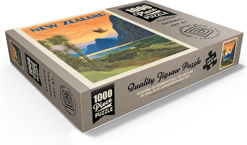 MyPuzzle New Zealand Vintage Poster: Milford Sound, Premium 1000 Piece Jigsaw Puzzle for Adults