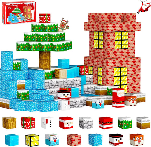 Magnetic Blocks Building Toys for Kids: Build Mine Christmas Magnet World for