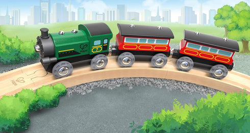 Hape Kids Wooden Railway Steam Engine Toy - Classic Design