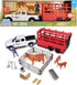 Country 18pc Playset, 3+ Big Toys: Truck & Cattle Trailer Adventure - Farm Toy Light-Sound White Pickup, Articulated