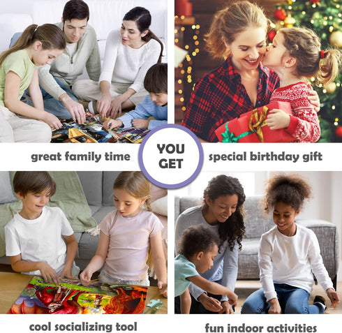 QUOKKA 100 Piece Puzzles for Kids Ages 4-6, 3 Floor Puzzles for Toddlers 3-5, Learning Toy for 6-8 Year Olds