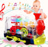 Music Train Toy with LED Light - Colorful Moving Transparent Gears for Kids, Tummy Time Crawling Baby Toys