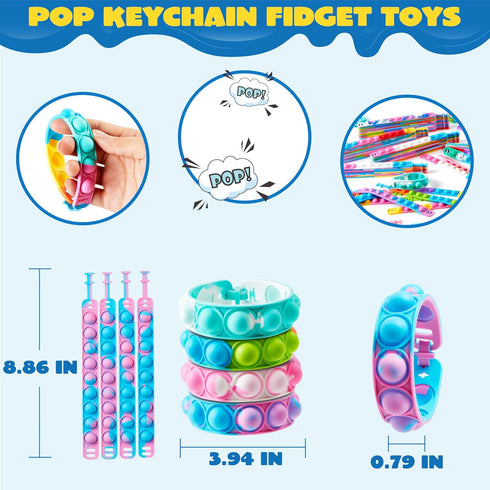 25 Pack 4-8,8-12 JOYIN Pop Fidget Toys pops Bulk Party Favors for Kids Year, Fidget Bracelets Sensory Toys for Birthday