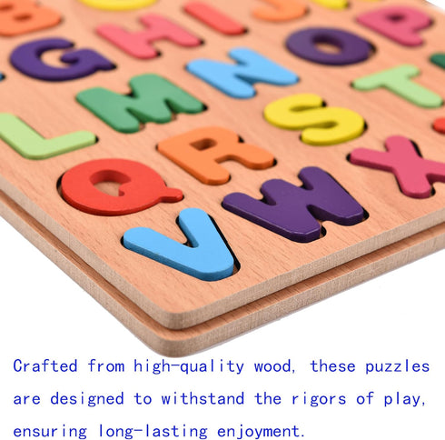 Set 2 of Wooden Alphabet and Number Shape Puzzles for Toddlers - Fun Educational Learning Game