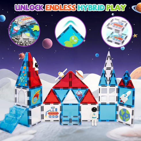 Set, 4-8, 3 4 5 6 7 8 cossy Magnetic Tiles Space Magnet Tiles with Astronaut, Magnetic Tiles for Kids Ages STEM Toys